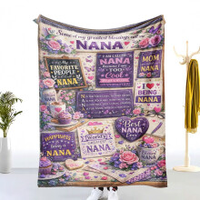 Plaid en flanelle douce pour grand-mère – Cadeau chaleureux pour un anniversaire, la fête des mères ou Thanksgiving, motif floral et citations