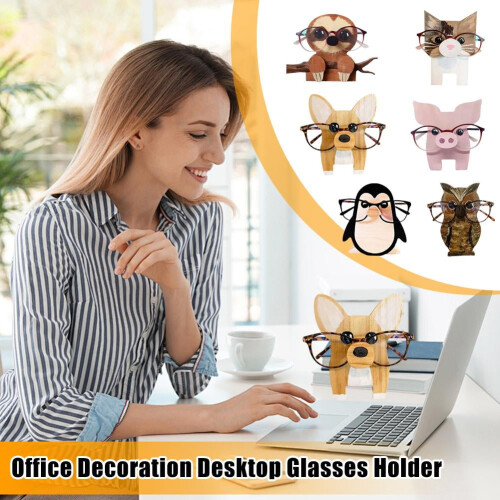 Wooden Eyeglasses Holder Animal Shape Desktop 2