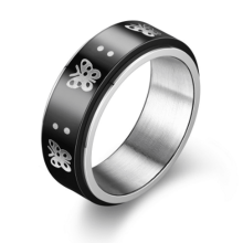 DESIGNICE Inel Fidget din oțel inoxidabil cu fluture pentru femei – Inel de deget personalizabil, ameliorează stresul, compatibil cu purtarea