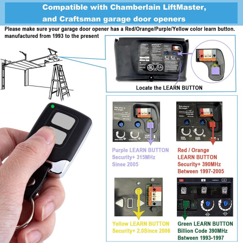 Télécommande d'ouvre-porte de garage compatible avec LiftMaster 2