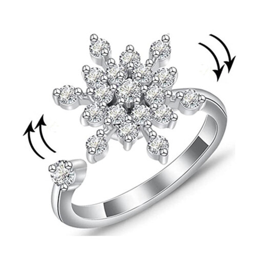 Δαχτυλίδι Snowflake Spinner Ρυθμιζόμενο για Ανακούφιση από το Στρες, Στοιβαζόμενο 2