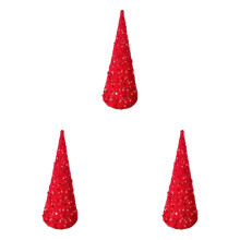 Décorations de sapin en forme de cône pailleté, ensemble de sapins de Noël en velours à sequins – Centre de table, décoration de Noël