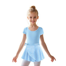 Girls' ballet leotard with removable ruffle sleeves and