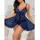 Σέξι φόρεμα Babydoll με ανοιχτό μπροστινό μέρος, βολάν, διάφανο πλέγμα, δαντέλα, χωρίς 4