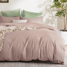 Conjunto de capa de edredom tamanho King (3 peças) – Macio com dupla escovação, fechamento com zíper, 264 x 229 cm, 2 fronhas, rosa antigo, sem