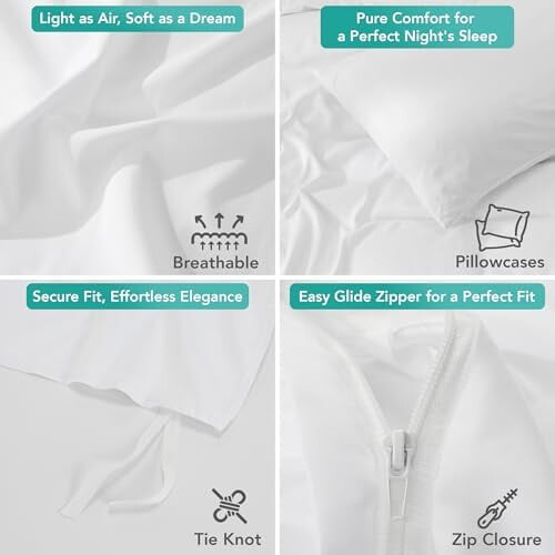 Duvet Cover Set Brushed Microfiber 3-Piece Queen White 2