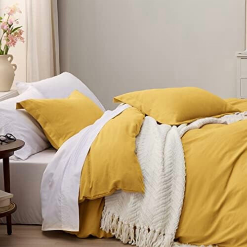 Mustard Yellow Duvet Cover Set Twin/Twin XL Prewashed 2