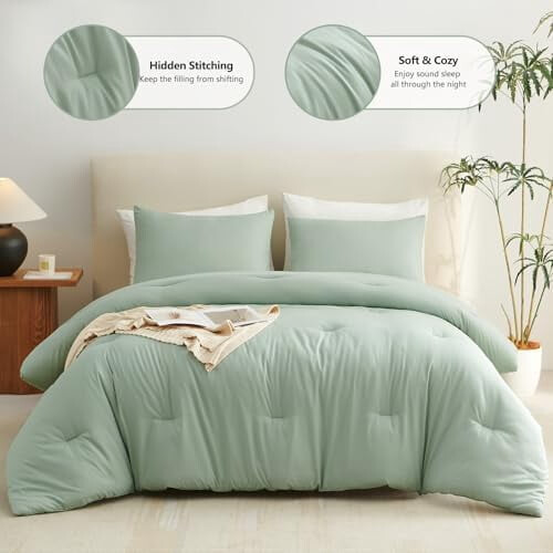 Saliegroene kingsize microvezel dekbedset 1