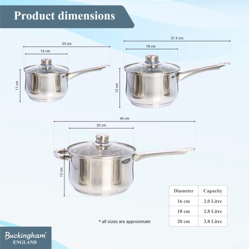 Buckingham 3-Piece Deep Saucepan Set 2