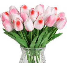 Tulipas artificiais rosa, 10 unidades de flores artificiais com toque realista para decoração de casa, casamento, festa, chá de bebê e buquê de