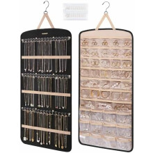 Hängender Schmuckorganizer, Kettenhalter, Ohrring- und Ringhalter mit Taschen, zum Aufhängen an Schrank, Wand oder Tür, 1 Stück, extra groß,