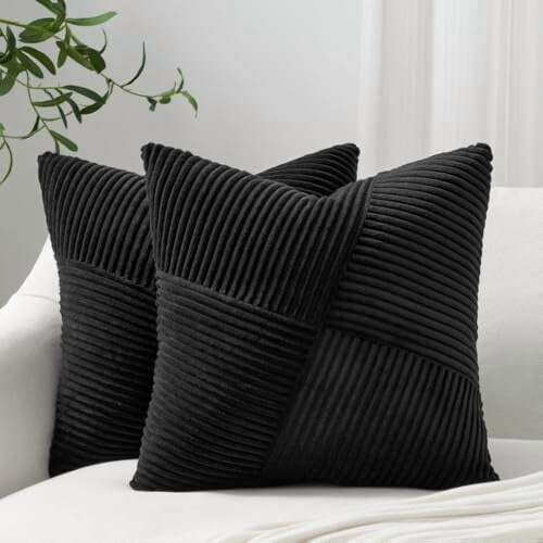 Fodere per cuscini in velluto a coste verde oliva, 45x45 cm, set da 2