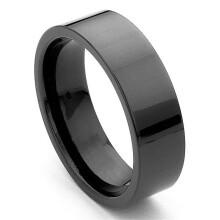 Fáinne Banna Pósta Fir Tungstan Carbíde Dubh 7mm Cothrom le haghaidh Comfort Fit Méid 6.0