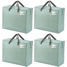 Set van 4 lichtgroene verhuisdozen van 22 gallon (ca. 75 liter) met ritssluiting aan de bovenkant – Stevige opbergdozen voor kleding, beddengoed,