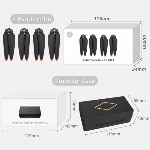 Hélices silencieuses pour drone DJI Air3 - Accessoire de remplacement 2