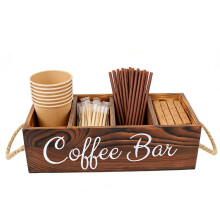 Kaffeestation-Organizer aus Holz mit herausnehmbaren Trennwänden1
