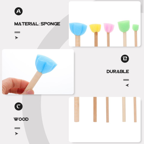 Kids Sponge Paint Brushes Portable Doodling Tools 20 pcs 2