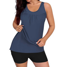 Trajes de baño tankini para mujer, trajes de baño de dos piezas con top de tirantes estampado y shorts de baño para mujer, traje de baño de 2