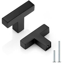 Buton pătrat pentru dulapuri, din oțel inoxidabil negru, pachet de 15, buton în T de 2", gaură unică, compatibil cu bucătărie, dulap,