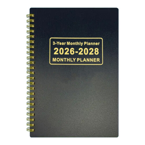Μηνιαίος Προγραμματιστής 2025-2027, 3ετές Ημερολόγιο, Σκληρόδετο Εξώφυλλο με Σημάδια