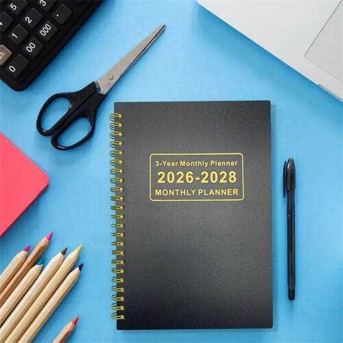 Μηνιαίος Προγραμματιστής 2025-2027, 3ετές Ημερολόγιο, Σκληρόδετο Εξώφυλλο με Σημάδια 2