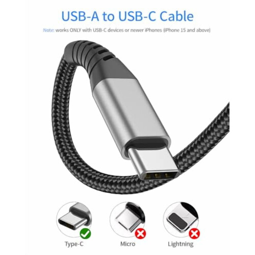 Καλώδιο USB-A σε USB-C, 3FT, πλεγμένο καλώδιο γρήγορης φόρτισης 2 τεμαχίων συμβατό με 1