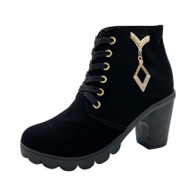 Dameslaarzen Retro Dikke Hak Hoge Hak Schoenen Laarzen Plus Size Veterschoenen Damesschoenen Kerst