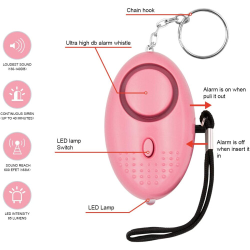 Personal Safety Alarm Keychain 140dB with LED Light 8 Pack 2