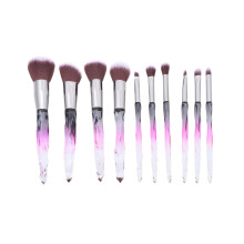 Pinceaux de maquillage brillants sans marque, coiffe de couleur unie, 10 pièces