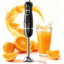 Liquidificador de imersão portátil, com fio, 2 velocidades, lâminas de aço inoxidável, emulsificador para sopas, smoothies, purês e papinhas.
