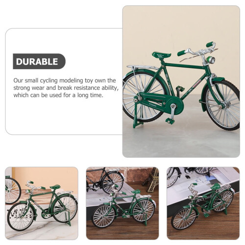 Bicicleta em miniatura de ferro verde para decoração de casa, brinquedo de ciclismo leve e 19 cm (7,5 polegadas). 1
