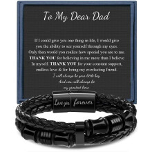 Bracciale in pelle intrecciata a doppia fila per uomo – Regalo fantastico per papà, figlio, fidanzato, marito – Compleanno, anniversario, Natale