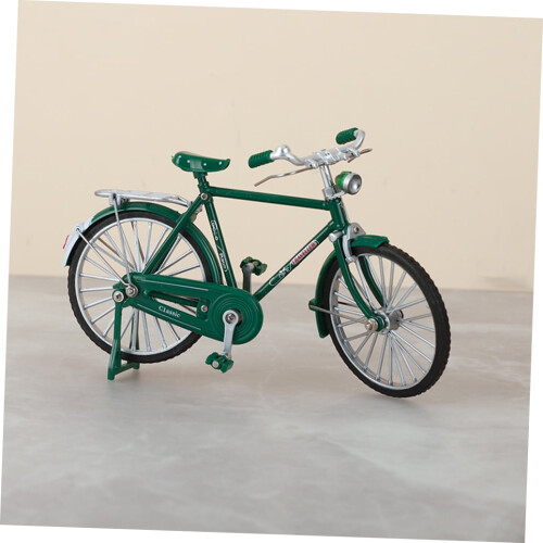 Bicicleta em miniatura de ferro verde para decoração de casa, brinquedo de ciclismo leve e 19 cm (7,5 polegadas). 2