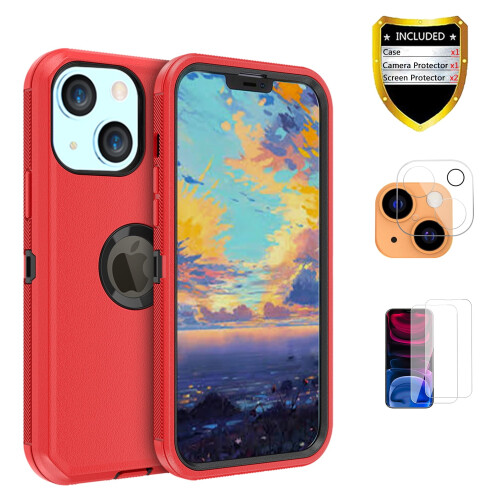 Συμβατό με iPhone13, θήκη + προστατευτικά οθόνης + προστατευτικό φακού κάμερας,