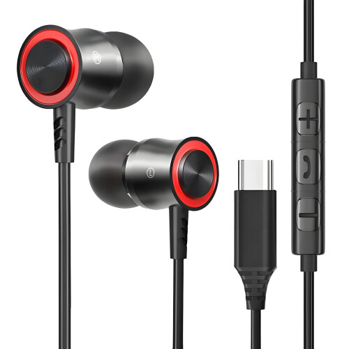 Ενσύρματα ακουστικά USB C, ακουστικά ενδώτια με απομόνωση θορύβου και μικρόφωνο,