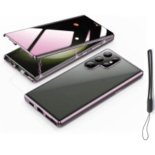 Privacy Magnetisch hoesje van gehard glas voor Samsung Galaxy S25/S24/S23/S22/S21-serie – Anti-meekijk, 360 bescherming (S24Plus, Privacy-Paars)