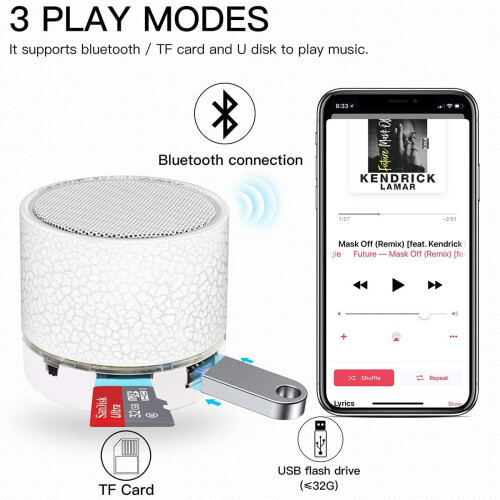 Bærbar Bluetooth-høyttaler, hvit 2