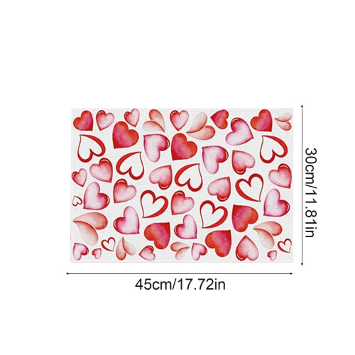 Heart-shaped polyester placemat for Valentine's Day, 2