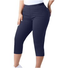 Dámske capri legíny pre väčšie veľkosti s vysokým pásom, elastické nohavice na jogu (L-5X) - Nohavice na cvičenie s elastickým pásom