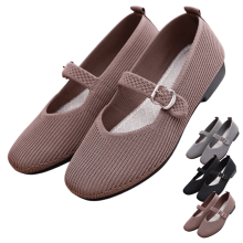 Sapatos femininos sem cadarço para caminhada, mocassins respiráveis em Flyknit com sola antiderrapante – leves, com bico largo e tira ajustável,
