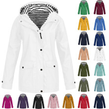 Veste imperméable femme unie grande taille avec cordon de serrage, fermeture éclair, capuche et poches
