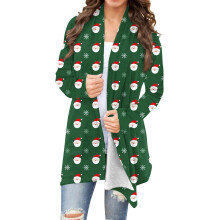 Gilet en maille ouvert pour femme – Imprimé de Noël, manches longues, coupe ample et légère – Vêtement d'intérieur décontracté et tenue