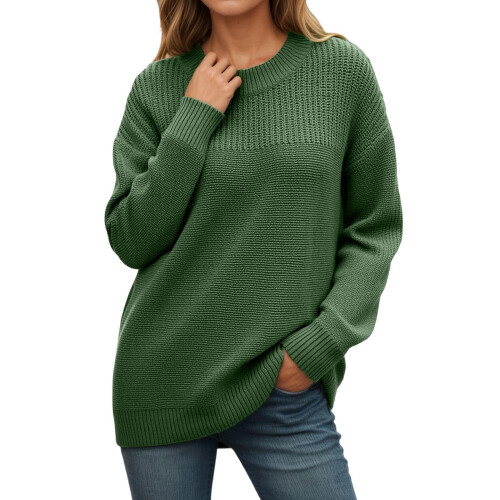 Pulls pour femmes automne-hiver, col rond, manches longues, pull décontracté