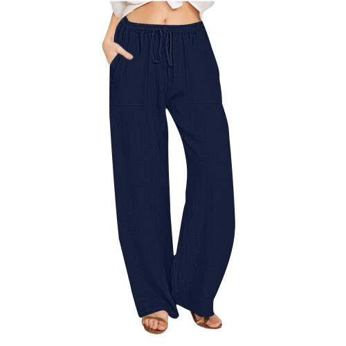 HERESOM Γυναικεία Παντελόνια Plus Size από Βαμβάκι, Λινό, Φαρδιά, Casual, Χαλαρή Εφαρμογή, 1