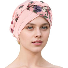 Satijnen slaapmuts voor dames – Voorgebonden tulband, muts met bloemenprint, zachte, ademende hoofddoek voor slapen en natuurlijk haar, gemakkelijk