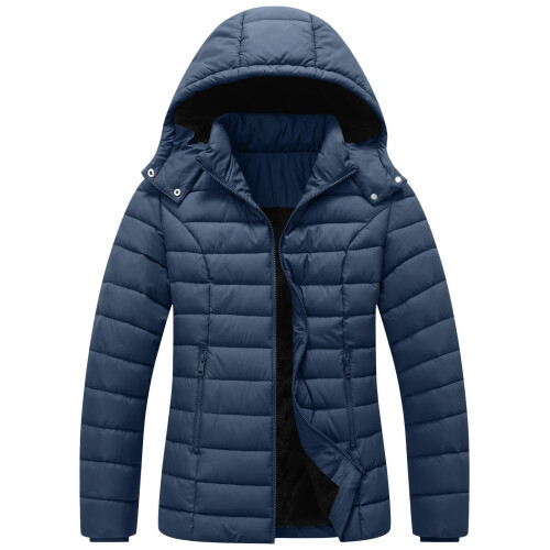 Damen-Steppjacke mit Kapuze, Marineblau, Größe M