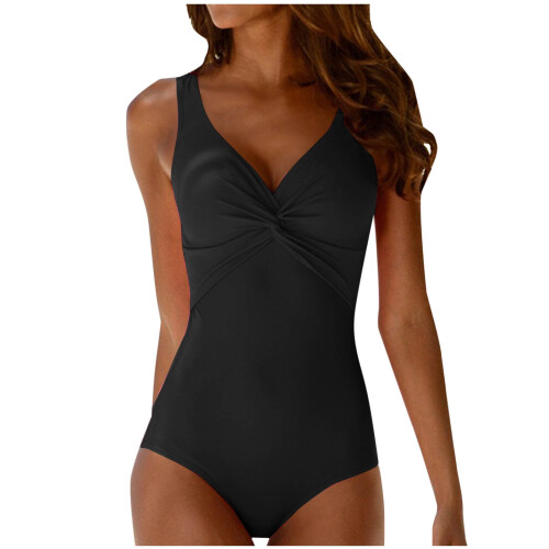 Γυναικείο ολόσωμο μαγιό Kukoosong με V-Neck, ψηλόμεσο και σουτιέν που λειαίνει την πλάτη 2