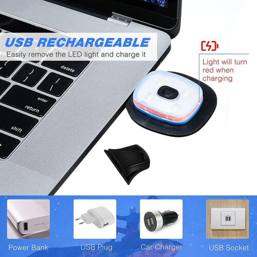 USB Rechargeable Light for LED Knit Beanie Hat, 4 Pieces, Strong Medium and Weak Light Mode LED Hat Light USB LED Lights 2