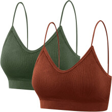 Soutiens-gorge de sport pour femmes, lot de 2, ensemble deux pièces sans coutures, bretelles supérieures, coussinets de poitrine, grandes tailles.