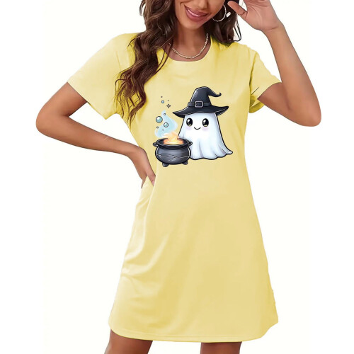 Damespyjama met spookprint en Halloweenprint, plus size 1